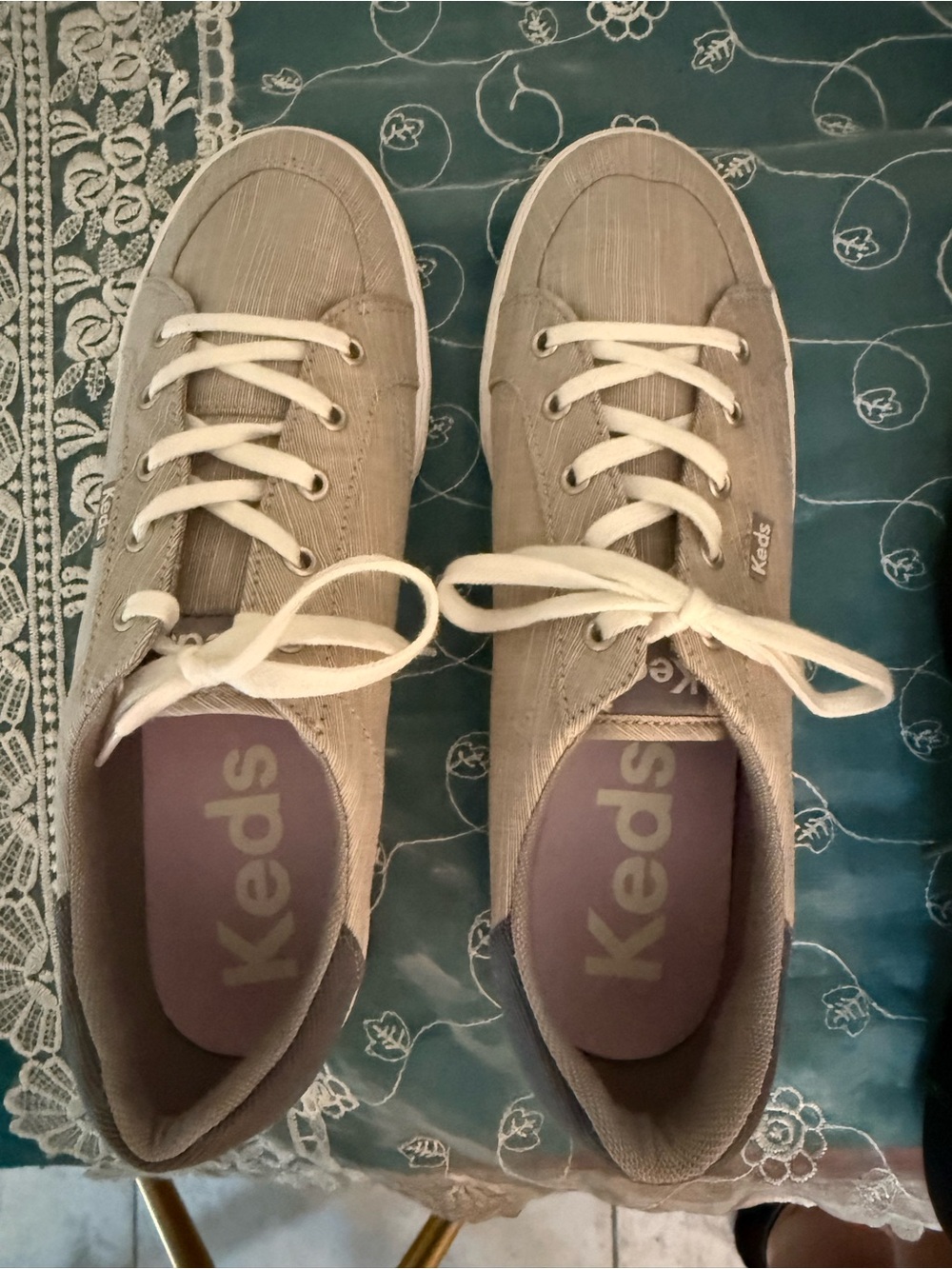 Keds Women’s Casual Lace-Up Sneakers in Gray with White Laces